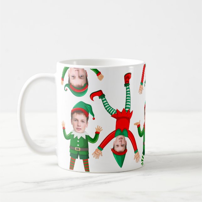 Caneca De Café Presente de Natal de Férias Elfo Engraçado Face Pe (Esquerda)
