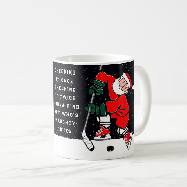 Caneca De Café Presente de Natal de Hockey (Frente Esquerda)
