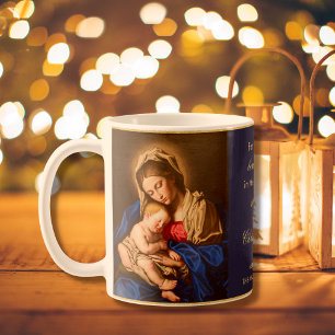 Caneca De Café Presente de Natal de Madonna Religiosa e Padre Inf