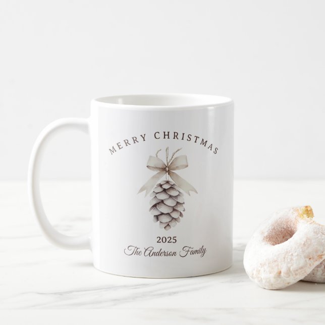 Caneca De Café presente de Natal de pinecone branco creme persona (Com Donut)