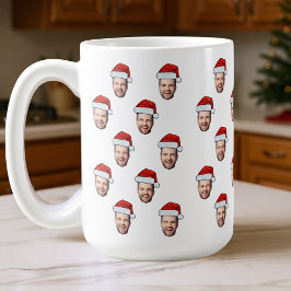 Caneca De Café Presente de Natal de Santa Hat com Foto Personaliz