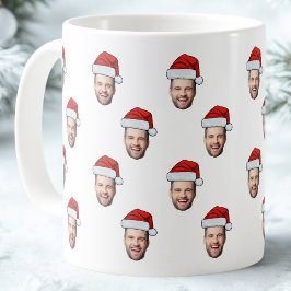 Caneca De Café Presente de Natal de Santa Hat com Foto Personaliz