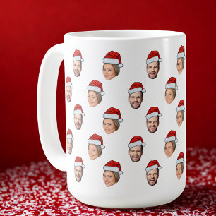 Caneca De Café Presente de Natal de Santa Hat Personalizado Face 