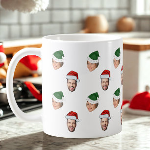 Caneca De Café Presente de Natal de Santa Hat Personalizado Face