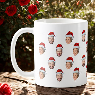 Caneca De Café Presente de Natal de Santa Hat Personalizado Face 