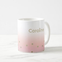 Caneca De Café Presente de Natal Dourado Cor-de-rosa com nome per