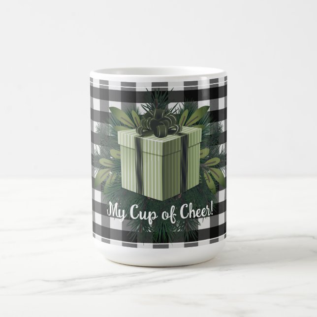 Caneca De Café Presente de Natal na Xadrez de Buffalo | Verde (Centro)