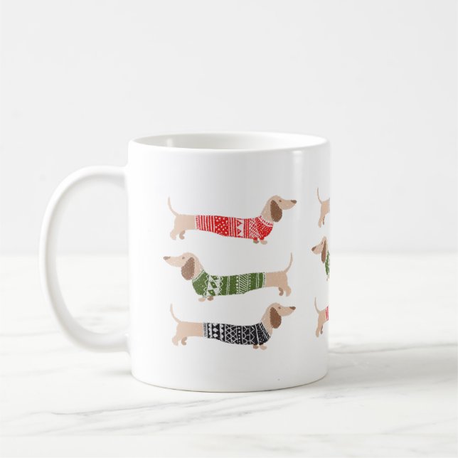 Caneca De Café Presente de Natal para Amante de Cachorro Dachshun (Esquerda)