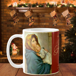 Caneca De Café Presente de Natal Religioso Madonna e Criança Cató