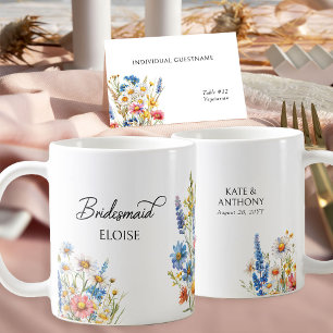 Caneca De Café Presente de Noiva de Casamento de Flor Silvestre C