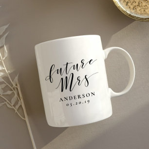 Caneca De Café Presente de Noivado Futuro Senhora Caligrafia Mode