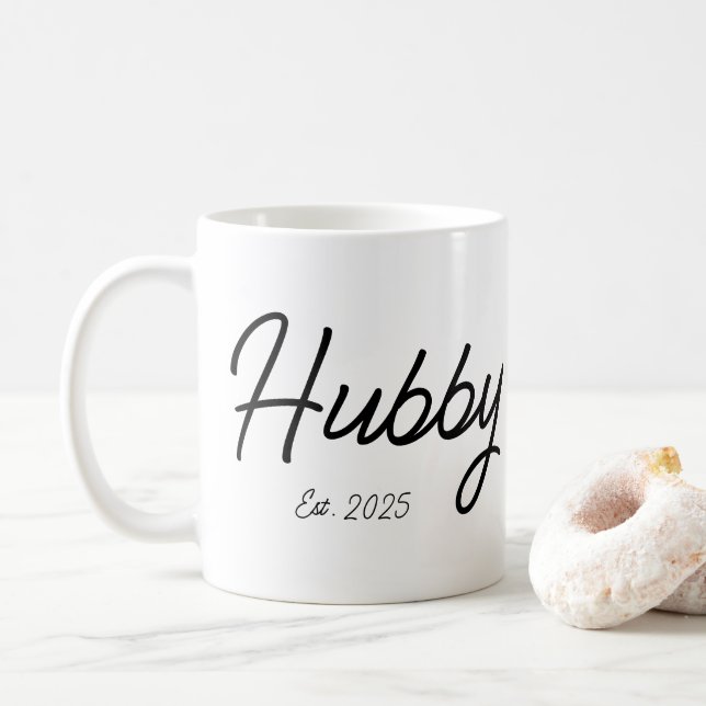 Caneca De Café Presente De Noivado Personalizado Hubby Para O Seu (Com Donut)