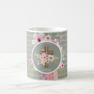 Caneca De Café Presente de Nun Ordination - Cruz Floral Personali