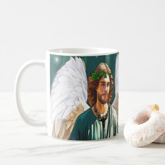 Caneca De Café Presente de Oração do Anjo de Cura São Rafael Arca (Com Donut)