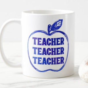 Caneca De Café Presente de Orgulho para Professor Maçã Azul Conto