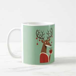 Caneca De Café Presente de presente de rena de Natal minimalista