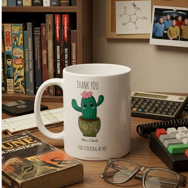 Caneca De Café Presente de Professor Cacto Estético Moderno Minim (Criador carregado)