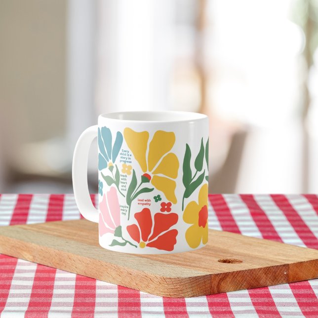 Caneca De Café Presente de Professor de Florais Abstratos Moderno (Criador carregado)