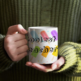 Caneca De Café Presente de professor de padrão de picolé de verão