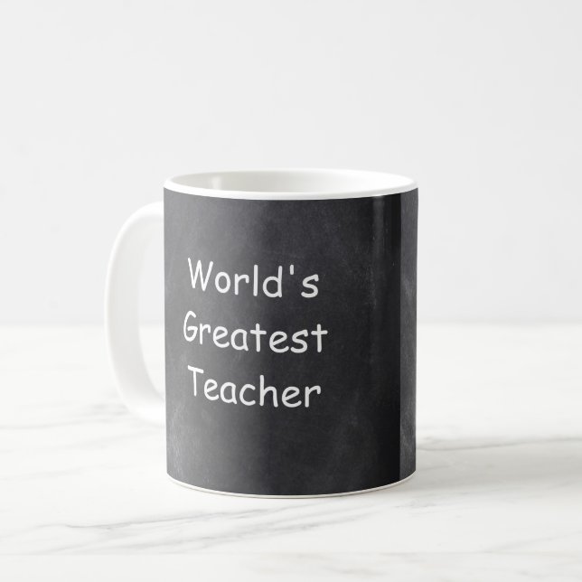 Caneca De Café Presente de Quadro Negro do Melhor Professor do Mu (Frente Esquerda)