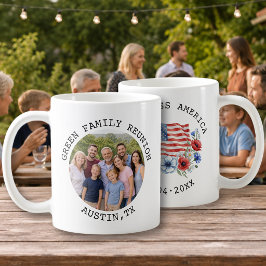 Caneca De Café Presente de Reunião de Família Bandeira Patriótica