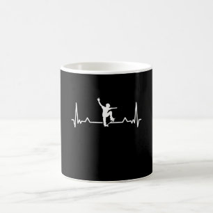 Caneca De Café Presente de Skateboard Heartbeat Line Skater