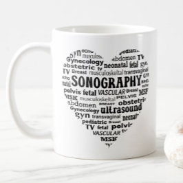 Caneca De Café Presente de Sonógrafo Coração Preto Especialidade 