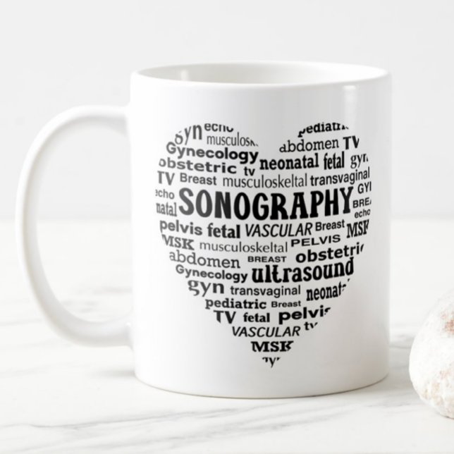 Caneca De Café Presente de Sonógrafo Coração Preto Especialidade  (Criador carregado)