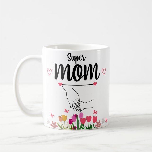 Caneca De Café Presente de Super Mãe Dia de as mães Mug (Esquerda)