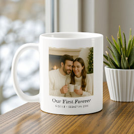 Caneca De Café Presente de Texto Personalizado Minimalista com Fo