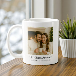 Caneca De Café Presente de Texto Personalizado Minimalista com Fo