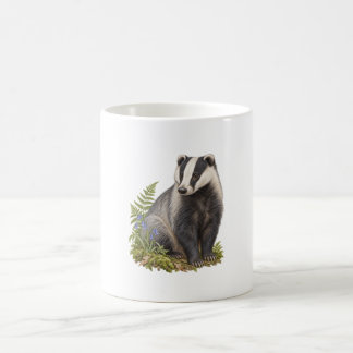 Caneca De Café Presente de Texugo Europeu com Campainhas e Fetos