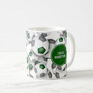 Caneca De Café presente de treinador de futebol com cinza verde p