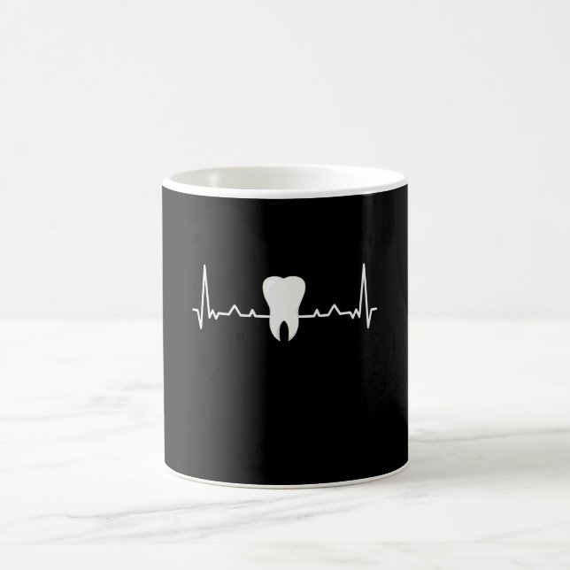 Caneca De Café Presente Dentista Dental Care Tooth Heartbeat (Centro)