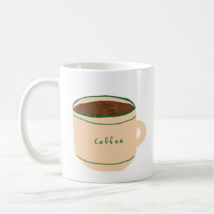 Caneca De Café Presente Desenhado à Mão de Café Minimalista