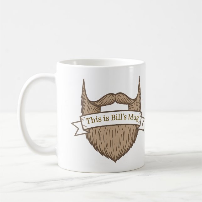 Caneca De Café Presente Divertido Amante de Barba Adicione Seu No (Esquerda)