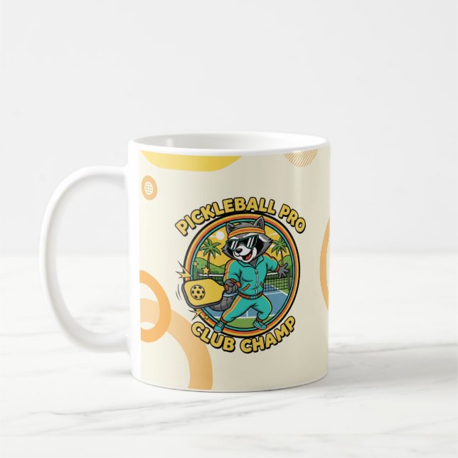 Caneca De Café Presente Divertido de Guaxinim de Pickleball Retrô (Esquerda)