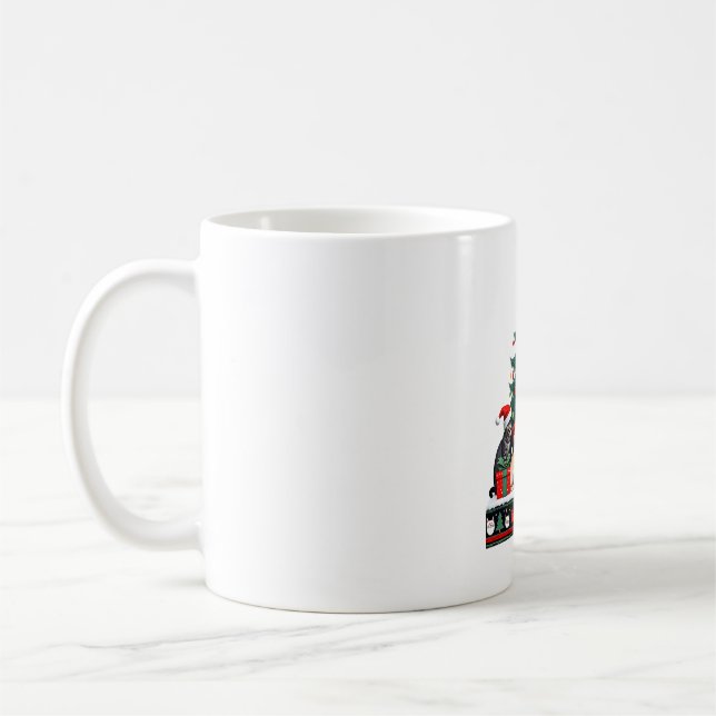 Caneca De Café Presente Divertido de Natal Gato Feio para Mulhere (Esquerda)