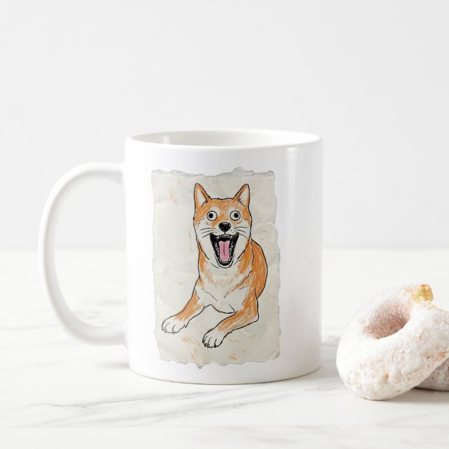Caneca De Café Presente Divertido para Colegas de Trabalho - Shib (Com Donut)