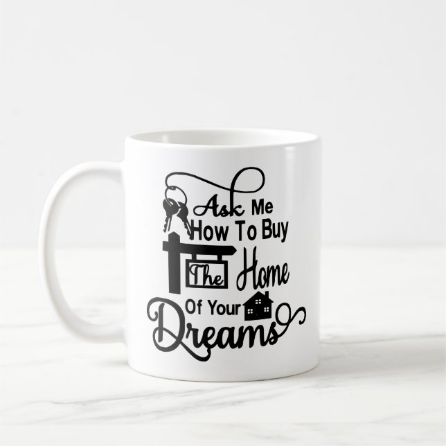 Caneca De Café Presente do Agente Imobiliário Funny House Broker  (Esquerda)