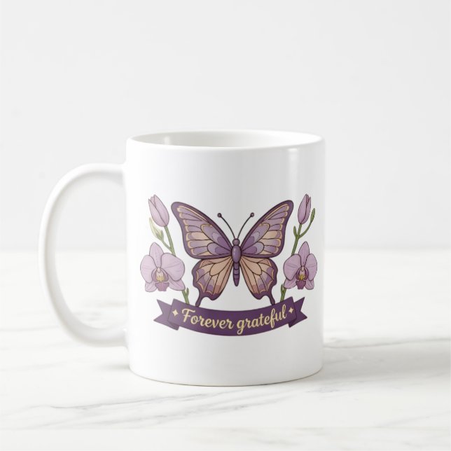 Caneca De Café Presente do Dia das Mães - Flor de Borboleta Grata (Esquerda)