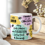 Caneca De Café Presente do Dia de as mães de Afirmação da mãe<br><div class="desc">Honre a incrível força e sabedoria da maternidade com o Dia de as mães de café da Mãe. Esta caneca elegante apresenta afirmações eloquentes desenhadas para celebrar e fortalecer toda mãe. Com sua inspiradora mensagem e na moda design, é a maneira perfeita de mostrar apreço e apoio para a mulher...</div>
