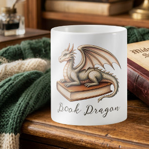 Caneca De Café Presente do Leitor de Fantasia do Dragão de Livros