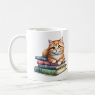Caneca De Café Presente do Livro sobre Pão: Gato nos Livros