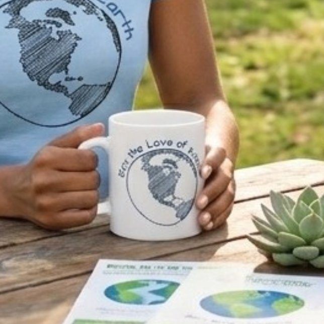 Caneca De Café Presente Eco Mínimo Pelo Amor à Terra (Criador carregado)