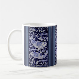 Caneca De Café Presente Elegante de Peixe Koi Azul e Branco
