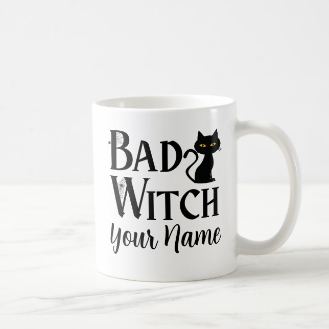 Caneca De Café Presente engraçado de Halloween de bruxa ruim gato (Direita)