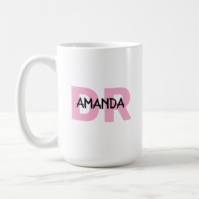 Caneca De Café Presente especial para médica com o nome DR rosa (Esquerda)