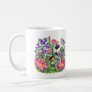 Caneca De Café Presente Esportivo de Futebol Floral Rosa Roxo Gol