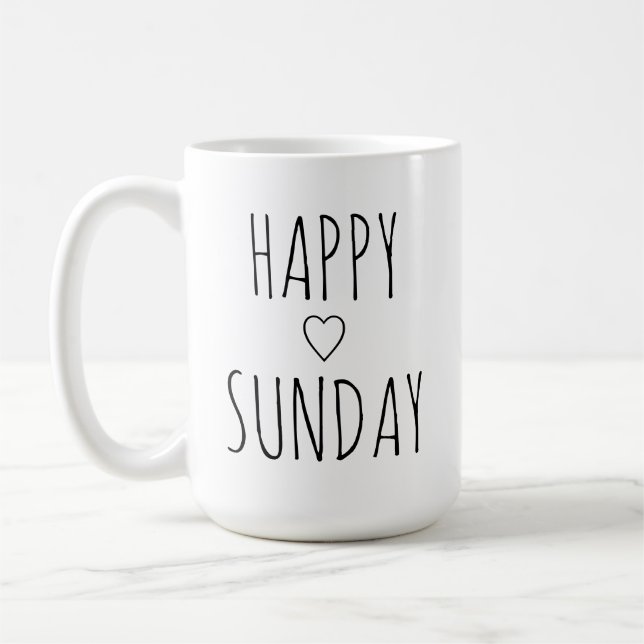 Caneca De Café Presente 'Feliz Domingo' Elegante Encantador e Ins (Esquerda)